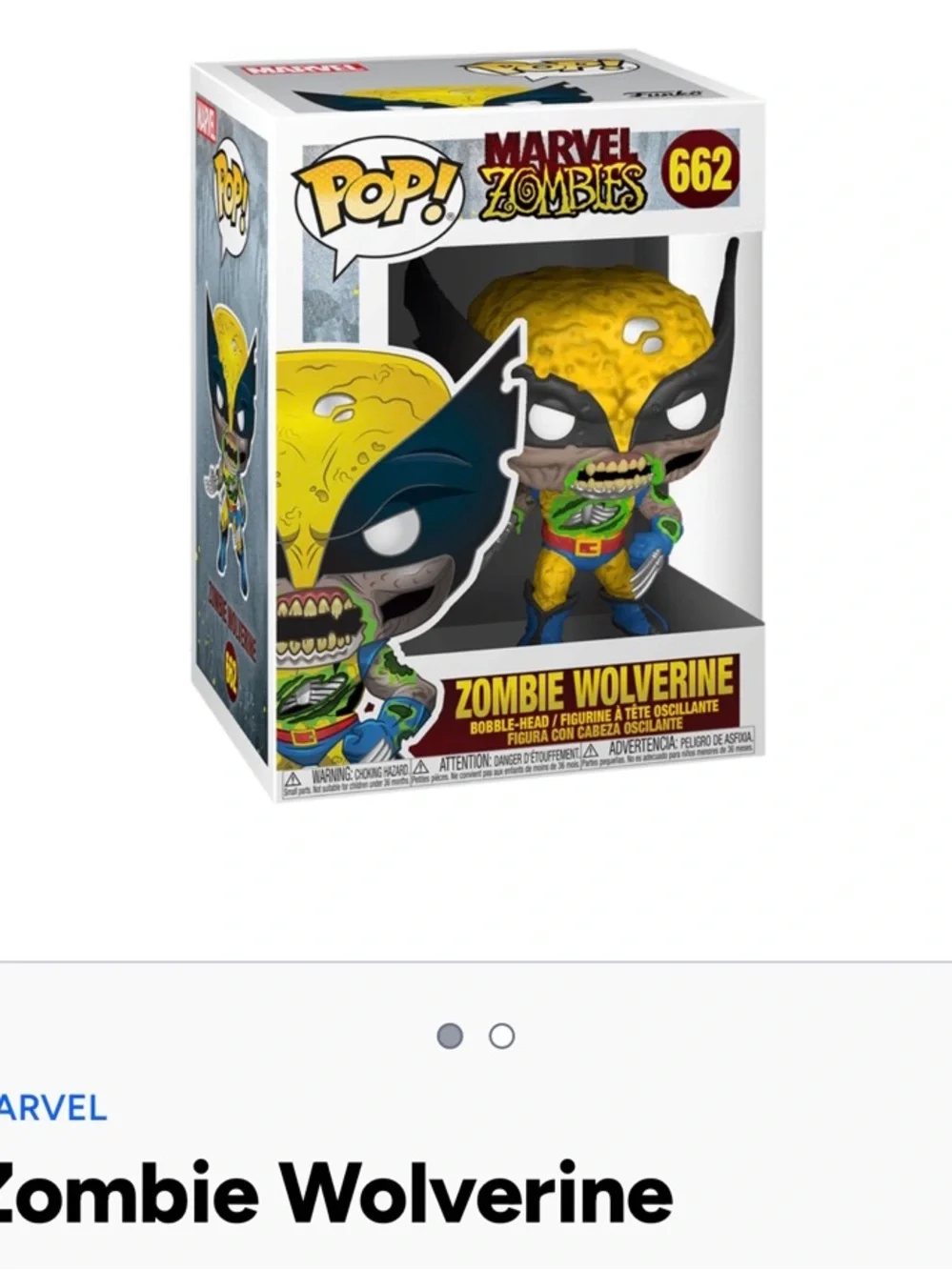 Funko Pop! Marvel Zombies #662 Zombie Wolverine - Yellow, Black & Green